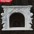 Decorative Hand Carved Angel Stone Fireplace