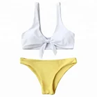 FEIBUSHI Plain Two Tone Bikini Women Swimsuits Front Knotted Beach Bathing suit Swimwear