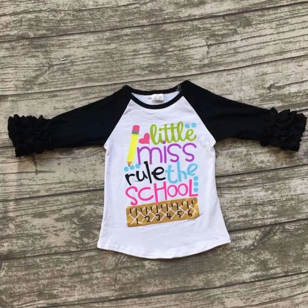 baby girls cotton raglans girls little miss rule the school raglans baby girls back to school cotton raglans ruffle sleeve