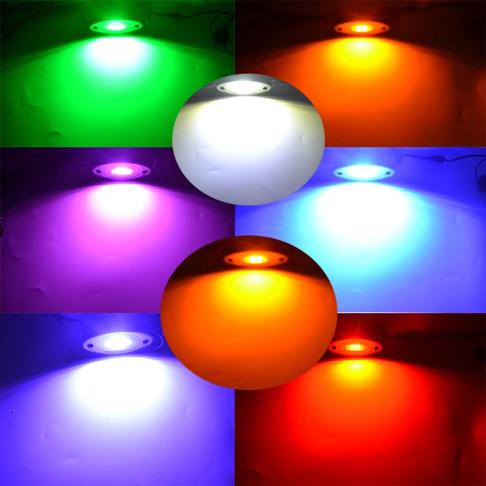 LED Rock Light Pods 8pc for Trucks Jeeps ATV Underglow OPT7 with 2 Year Warranty