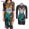 YSMARKET Boho True Love Stretch Mermaid Mesh Dress Summer Sexy See Through Short Sleeve Sequin Beach Dress Clubwear E8051