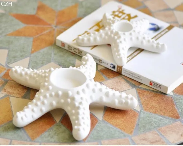 One Pair Creative Ceramic Starfish Candle Holder,Starfish Tea Light