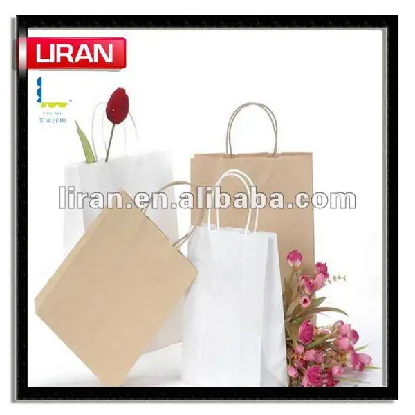 2015 cheap customized white kraft paper bag,craft paper bag