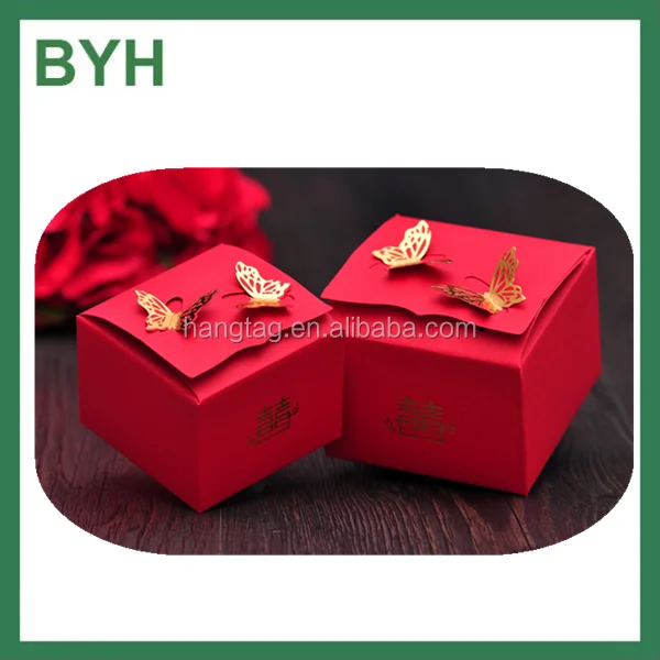 butterfly gold foil red paper gift box fancy gift boxes