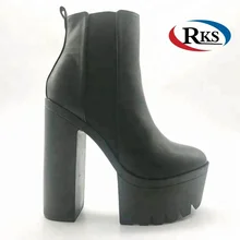 Fashion Winter Shoes Women Black High Platform Ankle Boots Heels