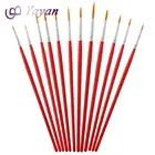 Famous Brand 12PCS Round Synthetic Nylon Hair Short Birch Handle Watercolor And Gouache Paint Brushes Set