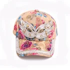 Studded Caps Women Caps High Quality Mask Pattern Women Rhinestone Studded Bling Adjustable Baseball Caps