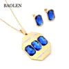 Fashion Stainless Steel Sea Heart Style Blue Crystal Jewelry Set Wholesale Pakistan