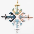 Charm boat anchor set jewelry parts Brass CZ jewelry findings for cool men