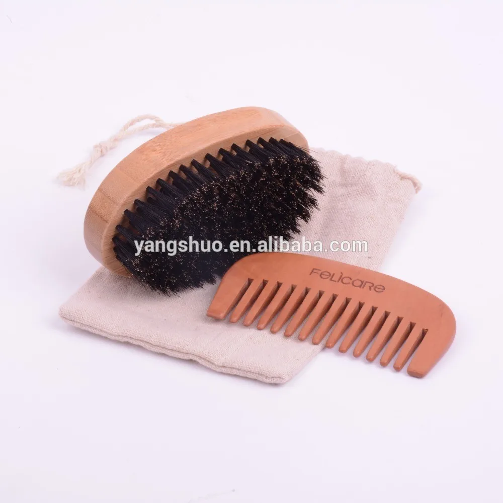 bamboo beard brush set,beard brush and comb set,beard brush bo