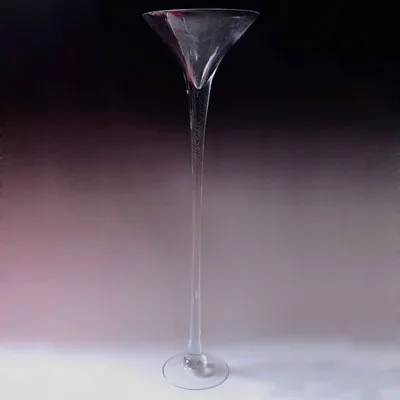 Longue tige clair martini pièce maîtresse en verre, vases en verre clair martini, en gros verre clair fleur maritni vase