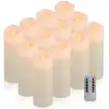 Ivory Color Flameless Candles with Battery Power Candles Real Wax Pillar Candles
