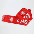Super quality custom advertising polyester printed red poland national country polyester football fan soccer scarf from China