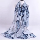 Chinese silk scarf butterfly pattern bali yarn fabric long style