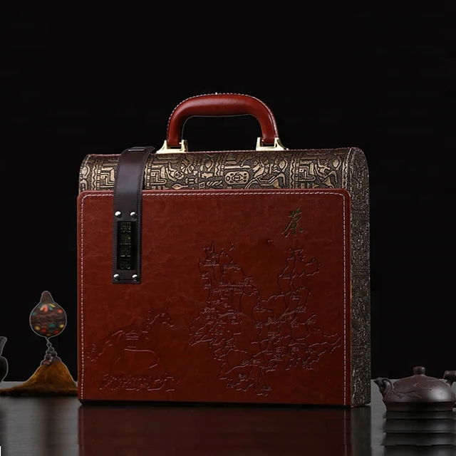 luxury antique classical faux leather chinese tea gift box