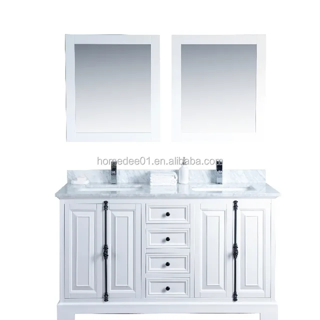 white wooden bathroom cabinet with double sinks
