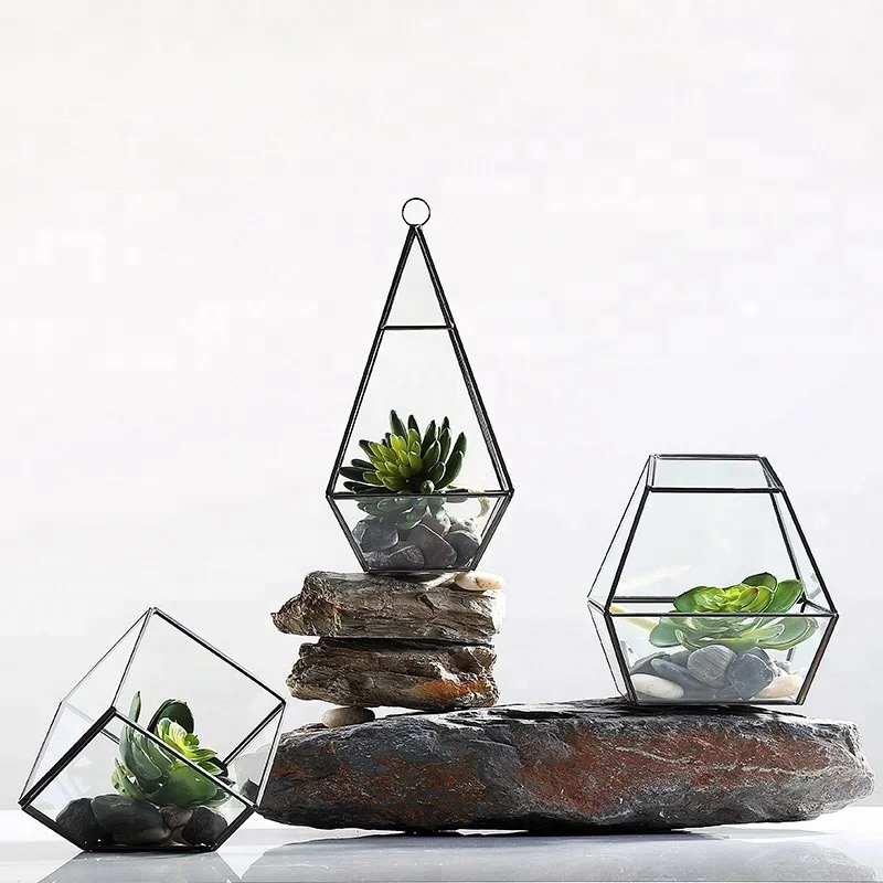 Geometrische glas terrarium vase blumentopf