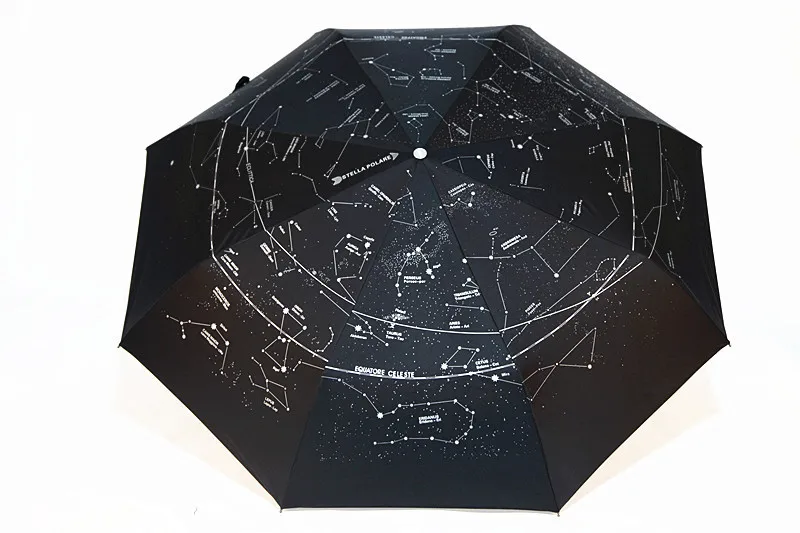 2015 high quality star Constellation Pattern Automatic Three Folding Umbrella sun and rainy umbrella woman parasol guarda chuva