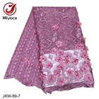 3d french lace fabric embroidered tulle net lace beaded lace fabric with stone
