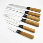 High quality bamboo handle 6pcs stainless steel kitchen knife set