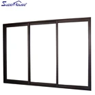 chocolate aluminium sliding open stack door with double ultra clear tempered glass