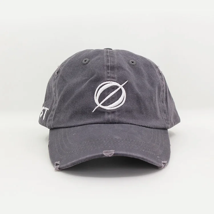 best selling blue denim distressed dad hat, distressed hat with logo customize