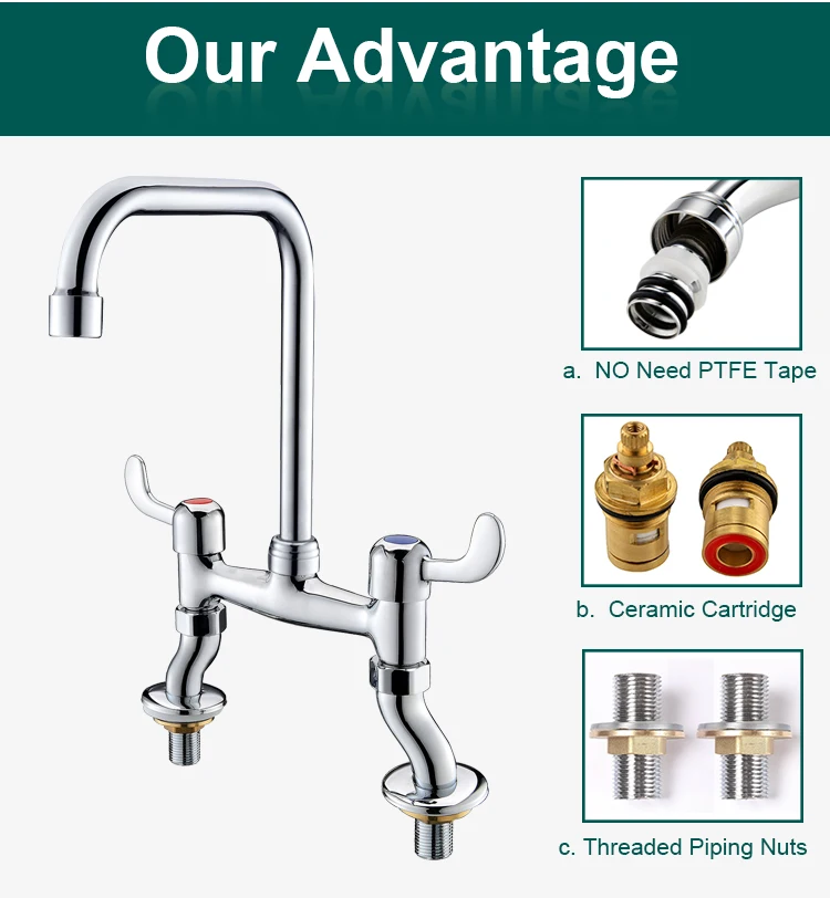Best Double Handles Kitchen Sink Tap Deck Mounted  Presure Wall Flexibe Kitchen Faucet