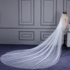 White Ivory Long Lace Headpiece Bridal one Layer Tulle Soft Simple Wedding Veil