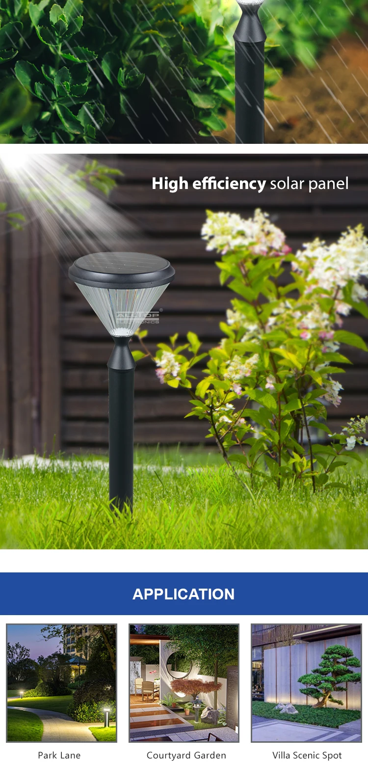 ALLTOP High lumen 5w ip65 outdoor waterproof all in one park replacement led solar garden light