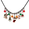 Leather Rope Necklace Beads Snowman Christmas Tree Pendant Necklace For Women Lovely Xmas Jewelry (KNK5016)