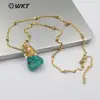 WT-N1153 Natural Turquoises Stone Necklace Howlite With Wire Wrapped Pendant White Beaded Charm Women Fashion Necklace Jewelry