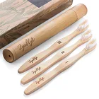 Wholesale Biodegradable Eco-friendly bamboo toothbrush 4 pack set for hotel and travel