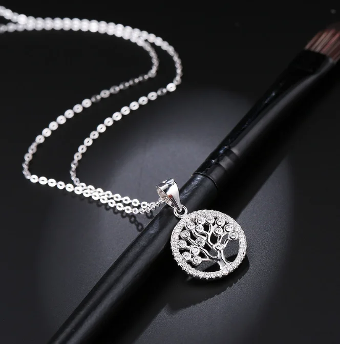 Rhodium Plated Charm Necklace Tree of Life Necklace 925