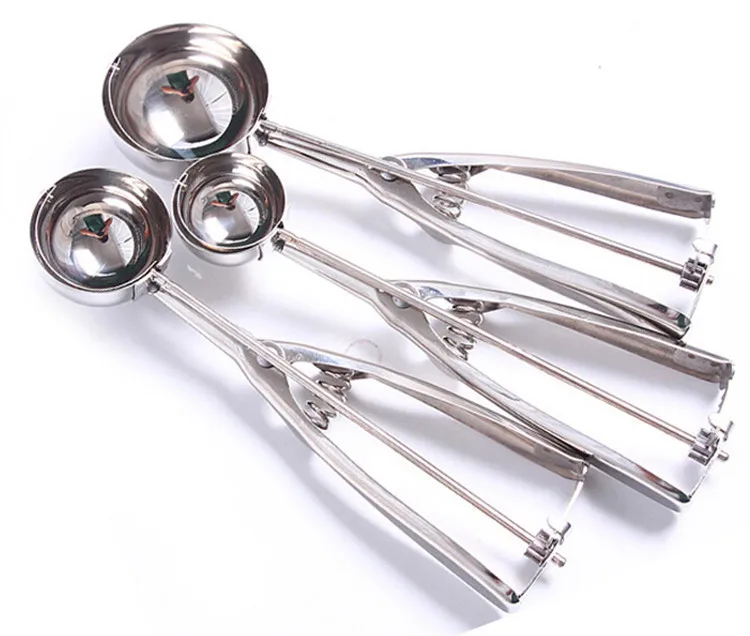 3 Pcs Stainless Steel Ice Cream Scoop Practical Ice Cream Stacks Tools Eco-Friendly Small Middle Large Spoons