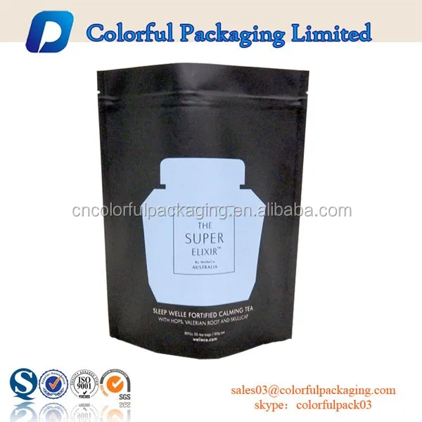 black kraft paper laminated mylar ziplock stand up pouch bags