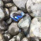 Natural polished heart shaped labradorite stone tumbled with purple flash,blue flash