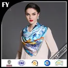 Wholesale Custom Hijab Scarf Digital Silk Colorful Flower Printing Scarf