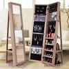 New Vintage Furniture Wood Style Full Length Standing Mirrored Jewelry Cabinet Designs for Small Living room