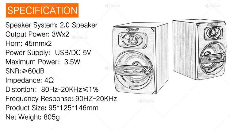 New big bass wired usb speaker, 5V power 2.0 computer pc mini speaker - ANKUX.COM