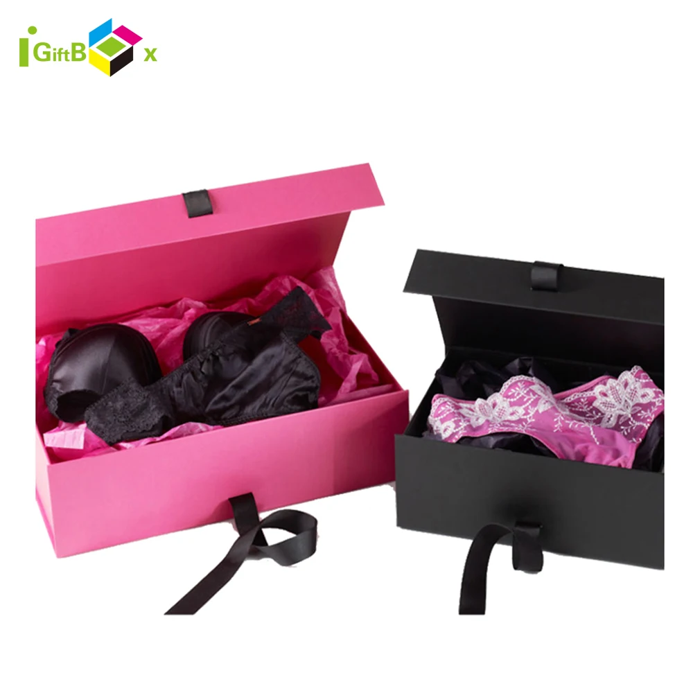 Custom Paper Packing Sexy Lingerie Packaging Box With Satin Ribbon