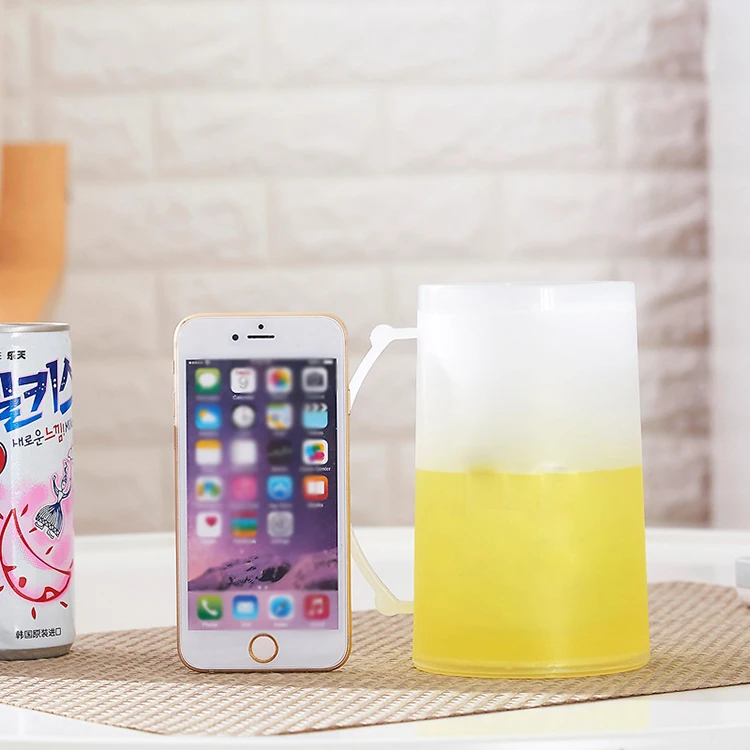 Amazon Hot Sale Double Plastic Beer Cup Clear PC Handle Mug Juice Drinking Cup Tableware Dining Pub Bar Accessories