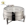 2019 High Quality 4060L 6L 304 Stainless Steel Hotel Restaurant Kitchen Chafing Dish Modern Glass Lid Buffet