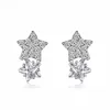 Fashionable bijouterie designs 925 sterling silver jewelry star shaped diamond earrings