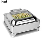 High quality square food warmer chafing dish stand , electric buffet stainless steel chafing dish with glass lid