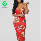 2019 fashion Elegant new design flower print Sexy women dress
