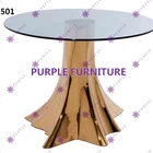 Stainless steel Golden dining table with tempered glass top dining room furniture