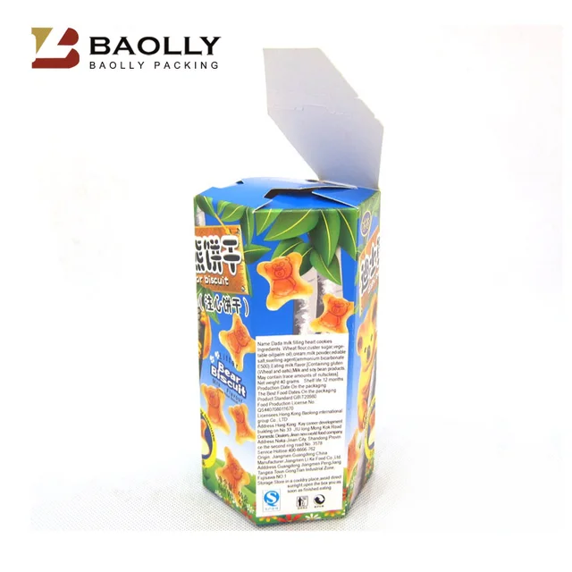 custom printing food grade foldable hexagon cardboard snack box