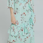 APHACATOP 2019 Spring & Summer WholesaleGreen Print Floral Short Sleeve Long Women Dress