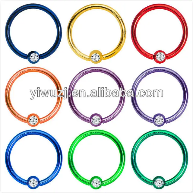 16 Gauge 3/8" Clear Crystal BCR Captive Ring 2013 Hot Sale Factory Wholesale Body Piercing Jewelry