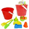Plastic summer toys for kids outdoor play sand series bucket watering pot and 6 sand mold beach toys set